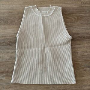 High neck ribbed tank top